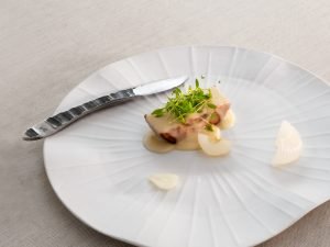 “bianco di vitello” ristorante “Agli Amici” chef Emanuele Scarello 2 michelin stars